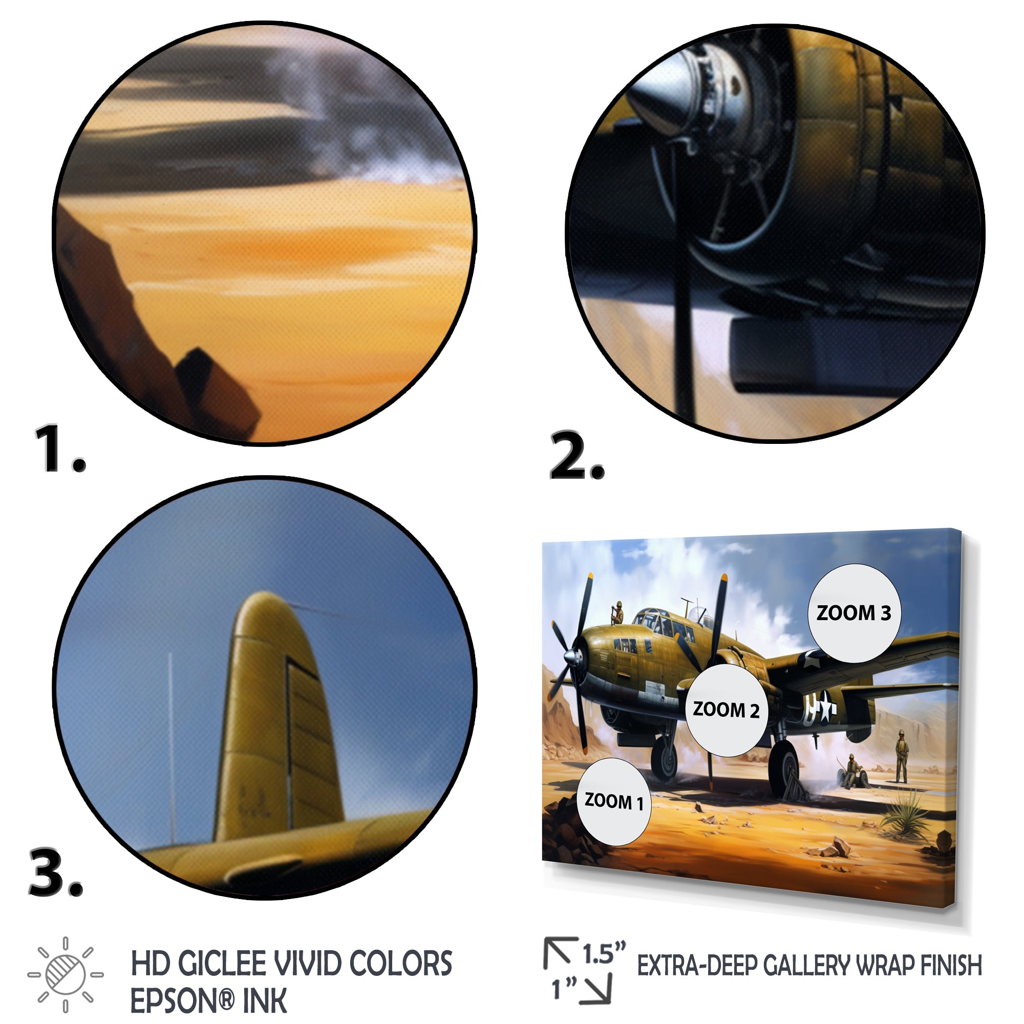 Vintage Airplane In Desert I - Plane Canvas Wall Art