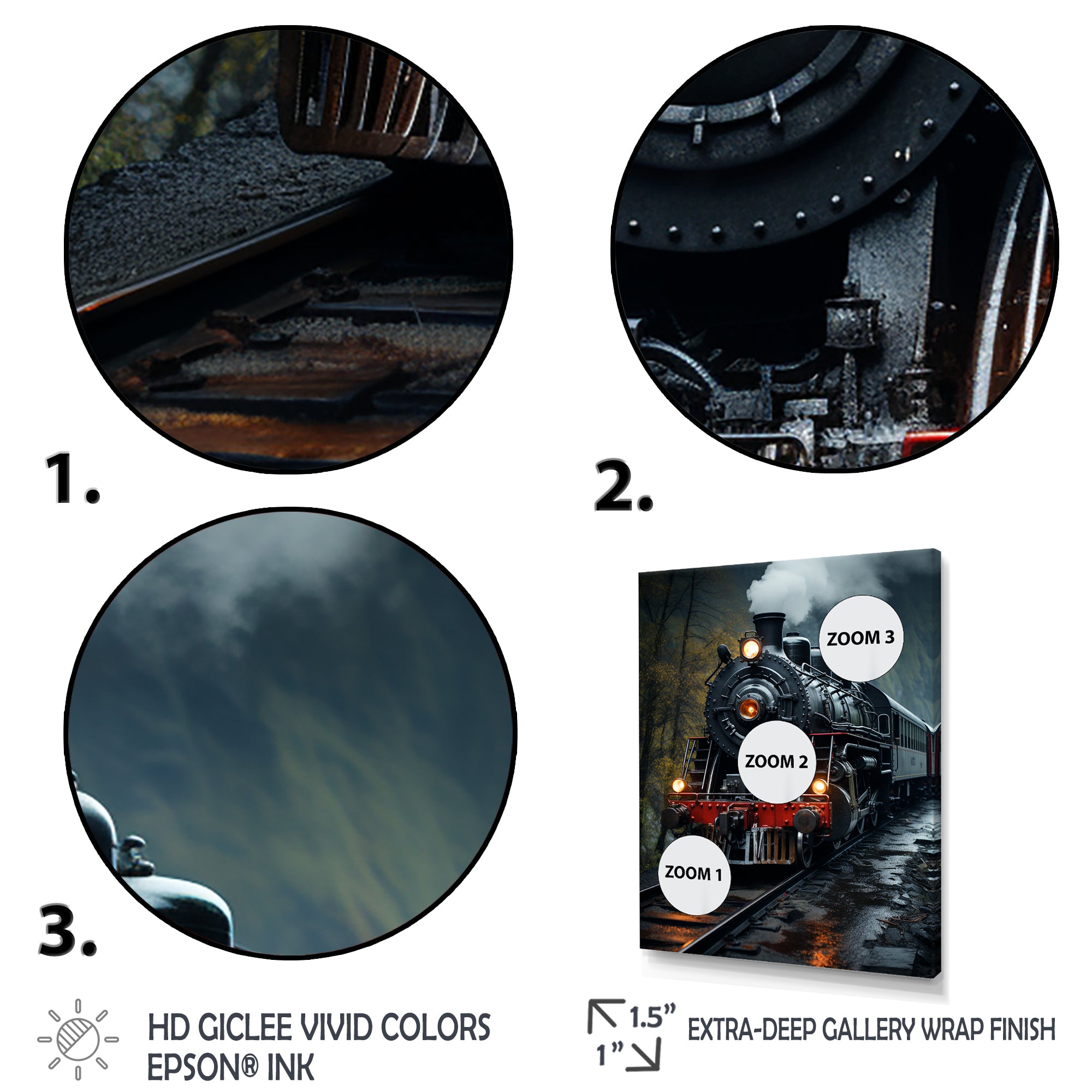 The Massive Steam Locomotive Belches Smoke I - Train Canvas Wall Art