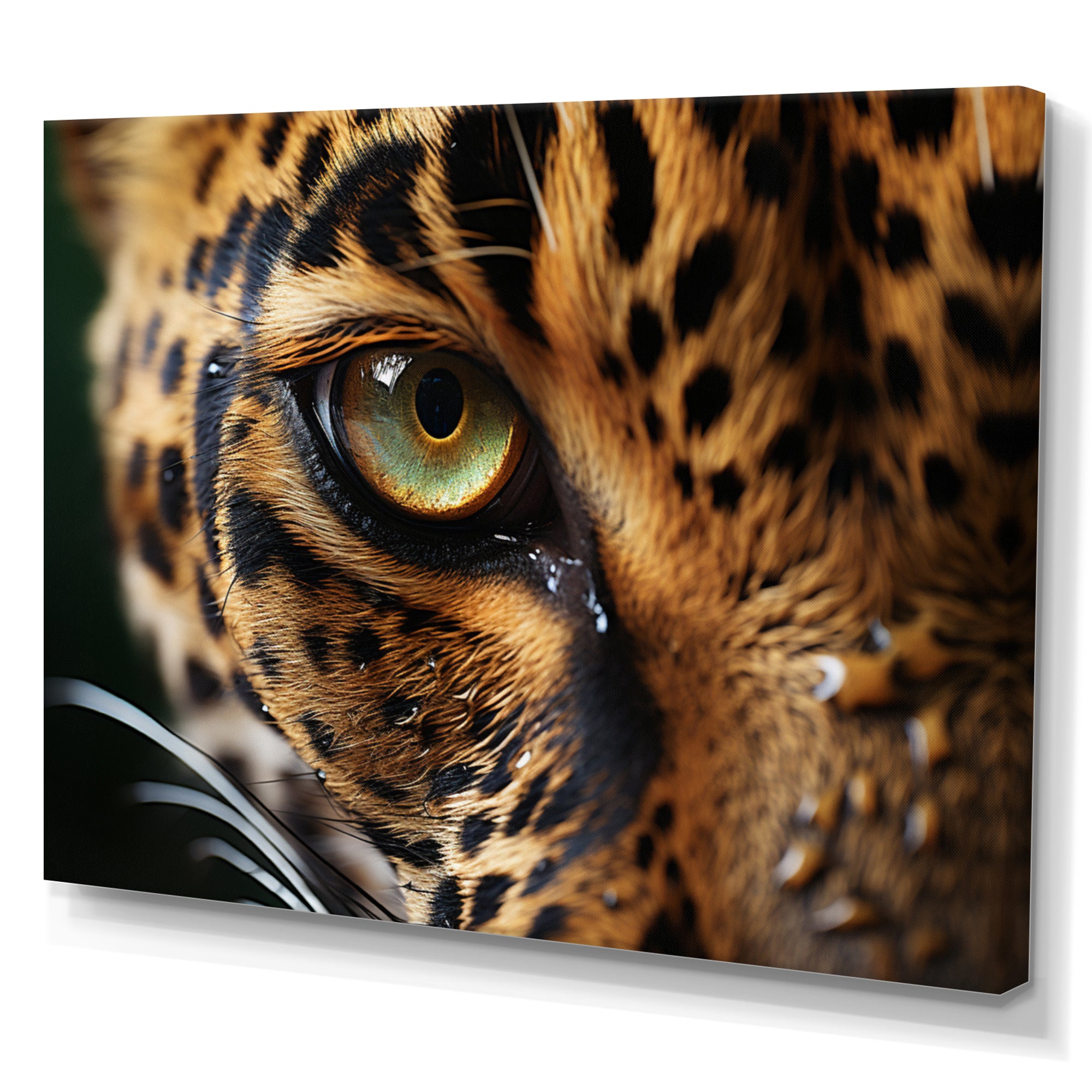 Leopard Eye Closeup Wildlife Encounters - Green Tiger Wall Art