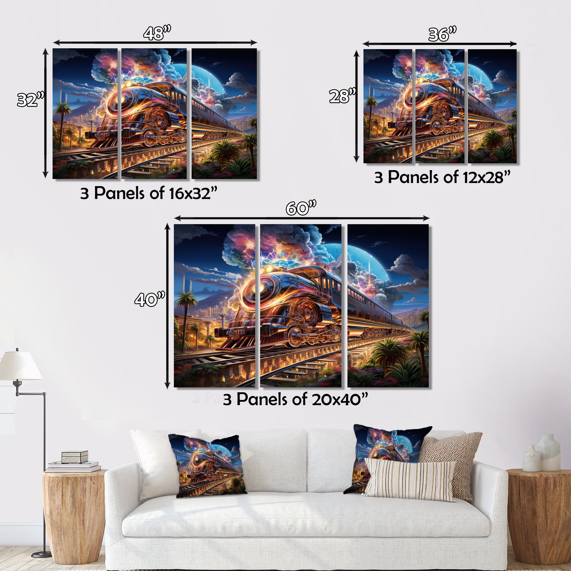 Abstract Train 1950s Chromatic Journey I - Train Canvas Wall Art