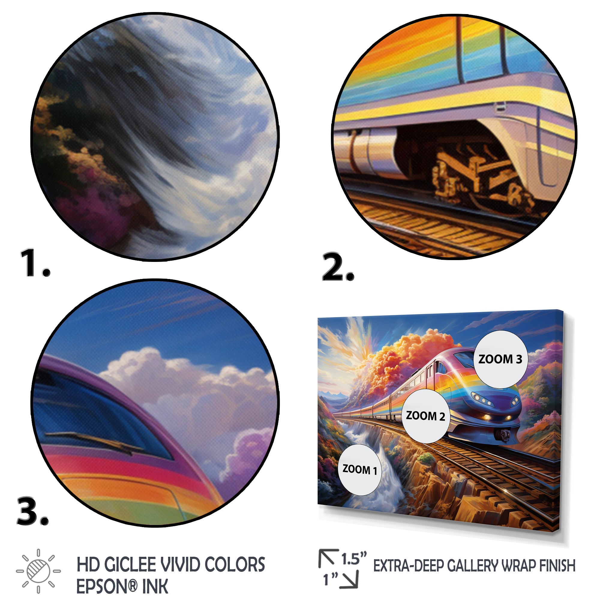 Rainbow Color Train 1950S I - Train Canvas Wall Art