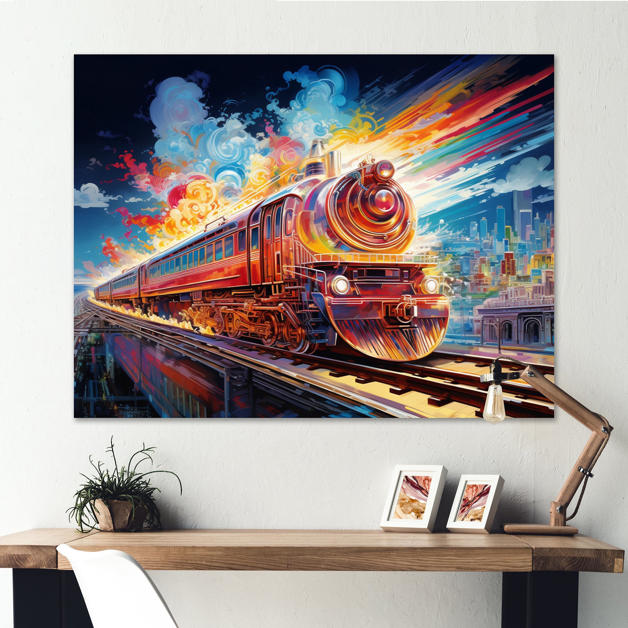 Abstract Background Train - Train Canvas Wall Art