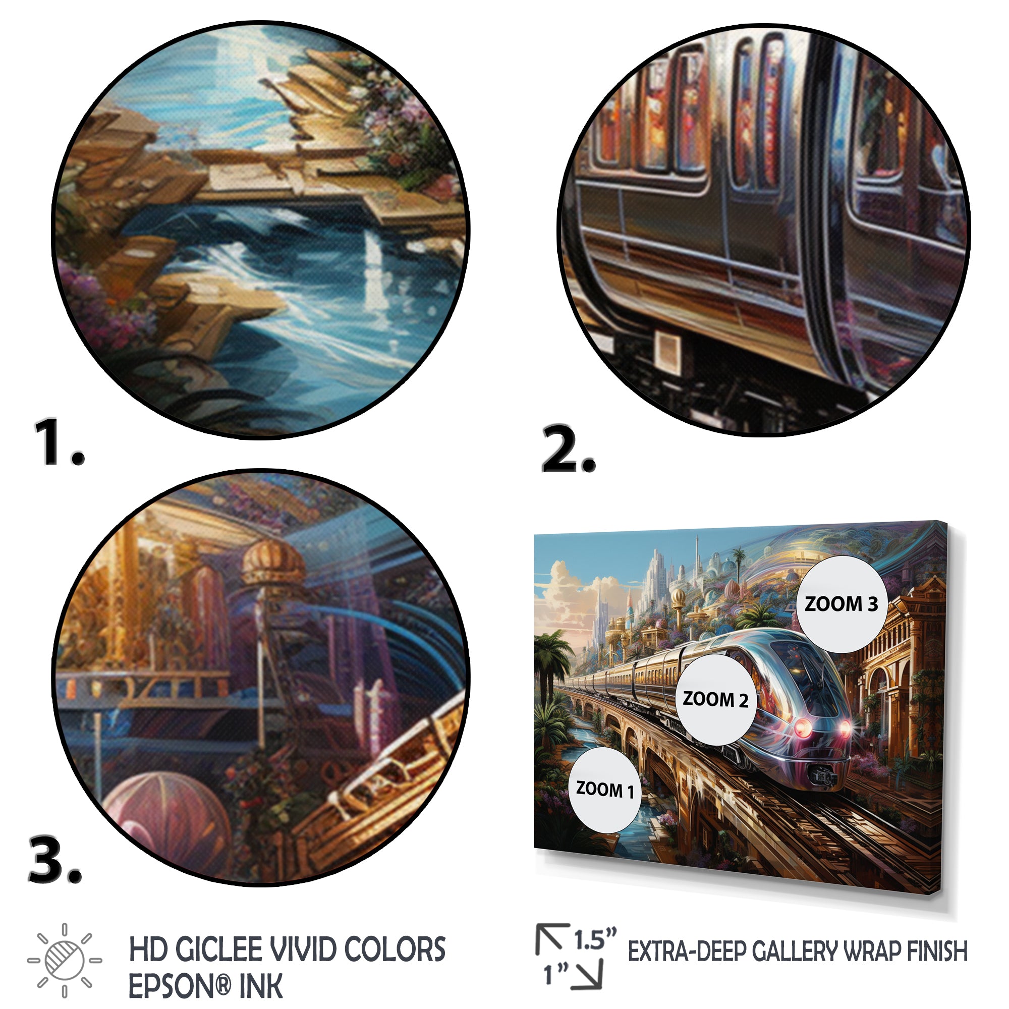 Abstract Colorful Train From The Future - Train Canvas Wall Art