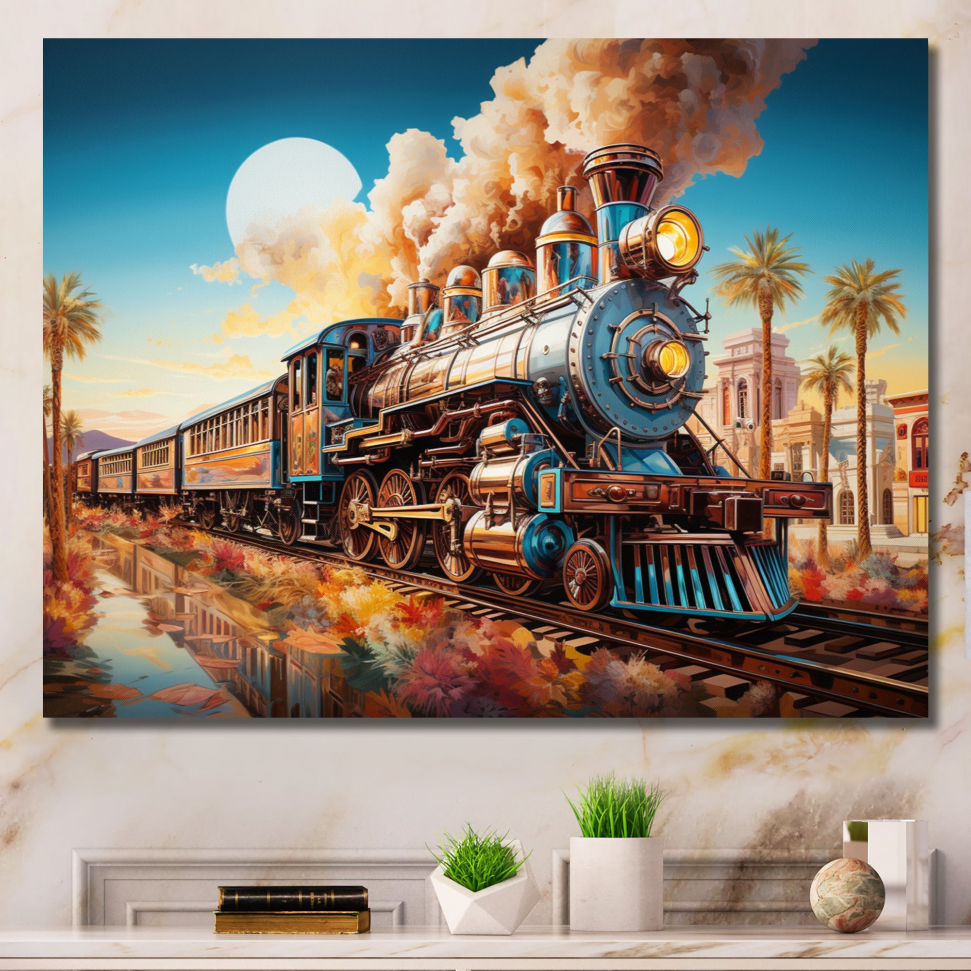 Abstract Colorful Train 1950S I - Train Canvas Wall Art