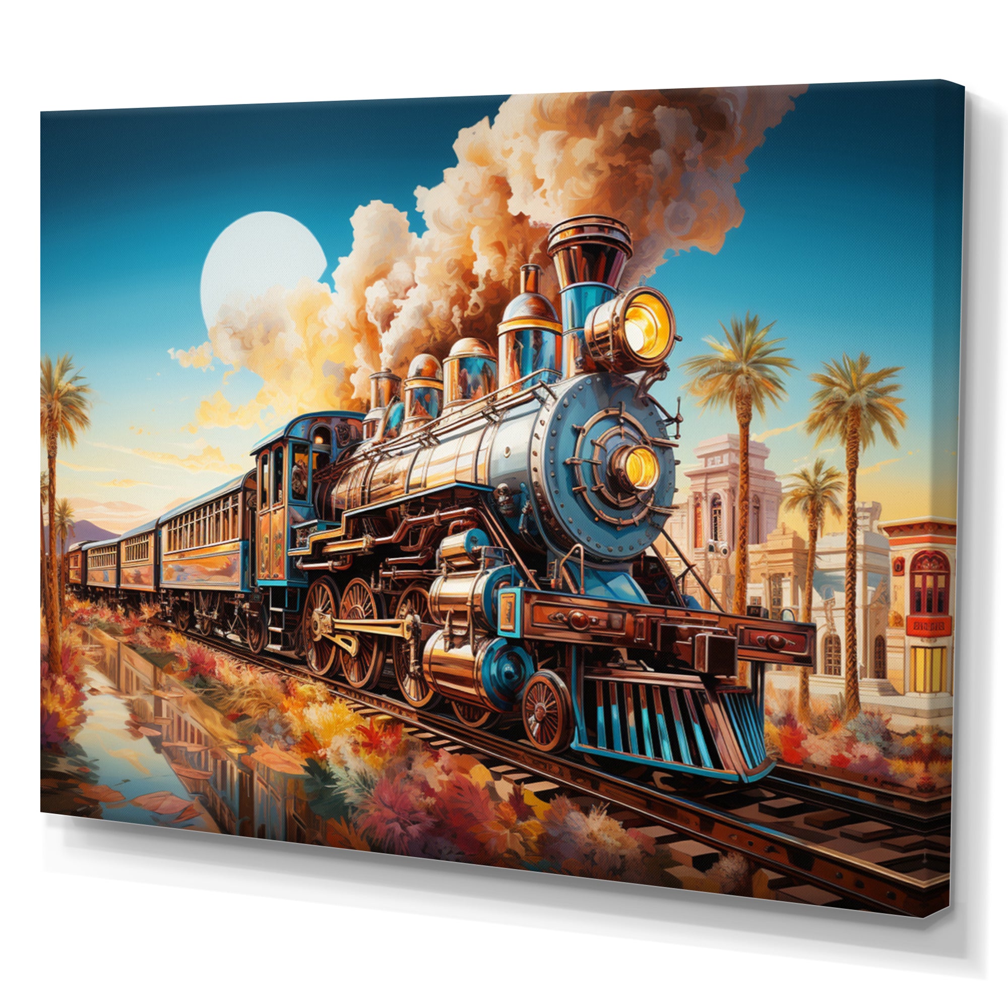 Abstract Colorful Train 1950S I - Train Canvas Wall Art