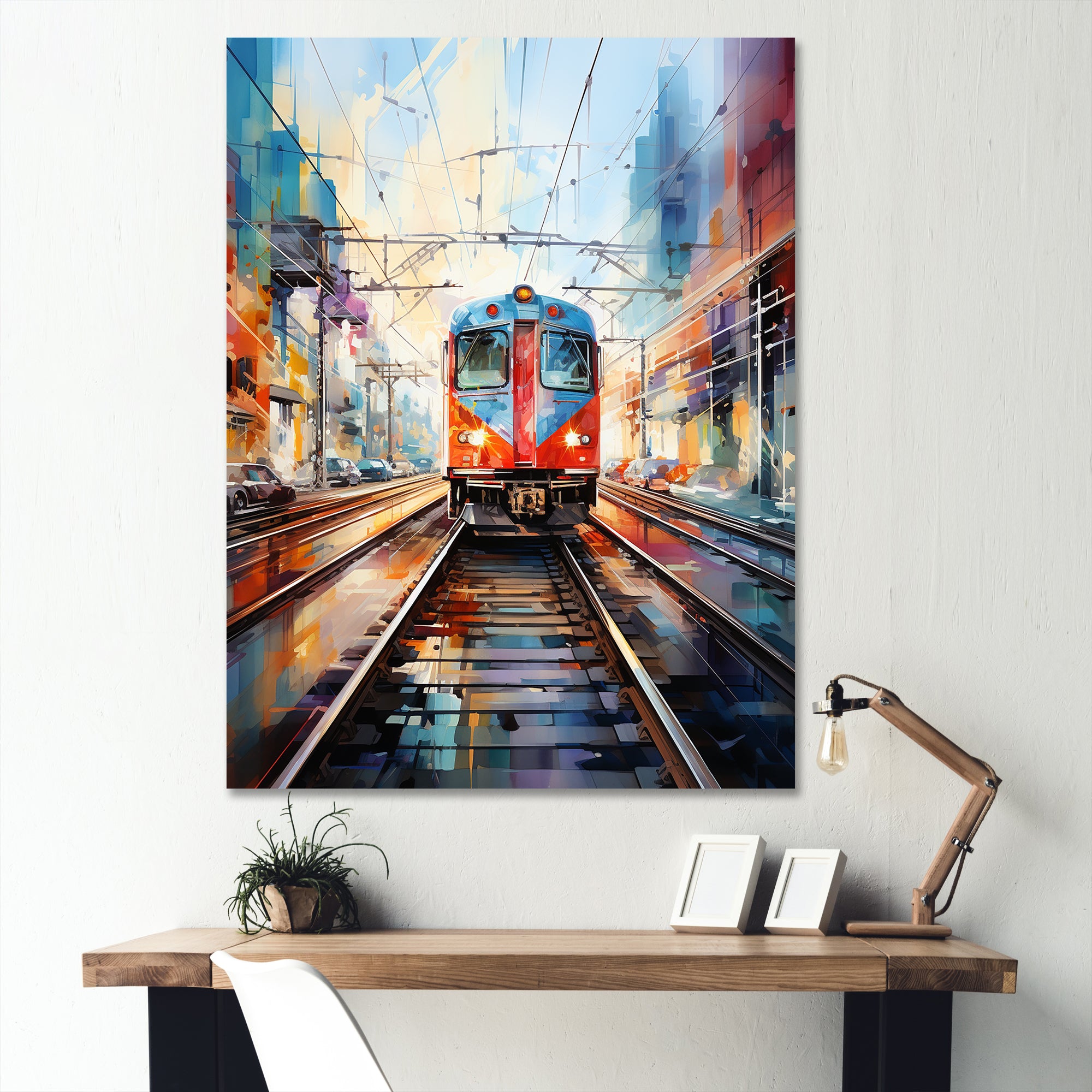 Train Colorful Tracks I - Train Canvas Wall Art