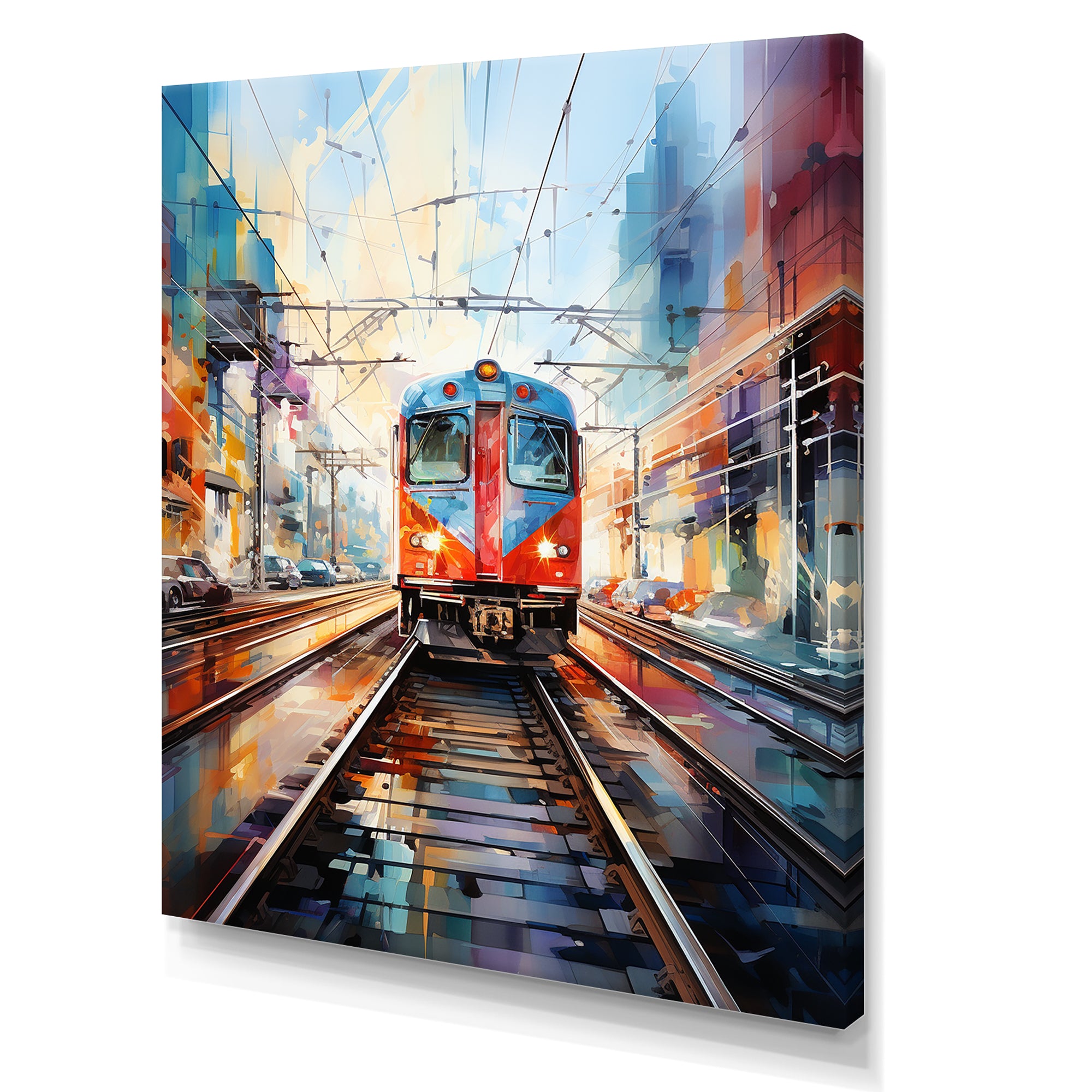 Train Colorful Tracks I - Train Canvas Wall Art