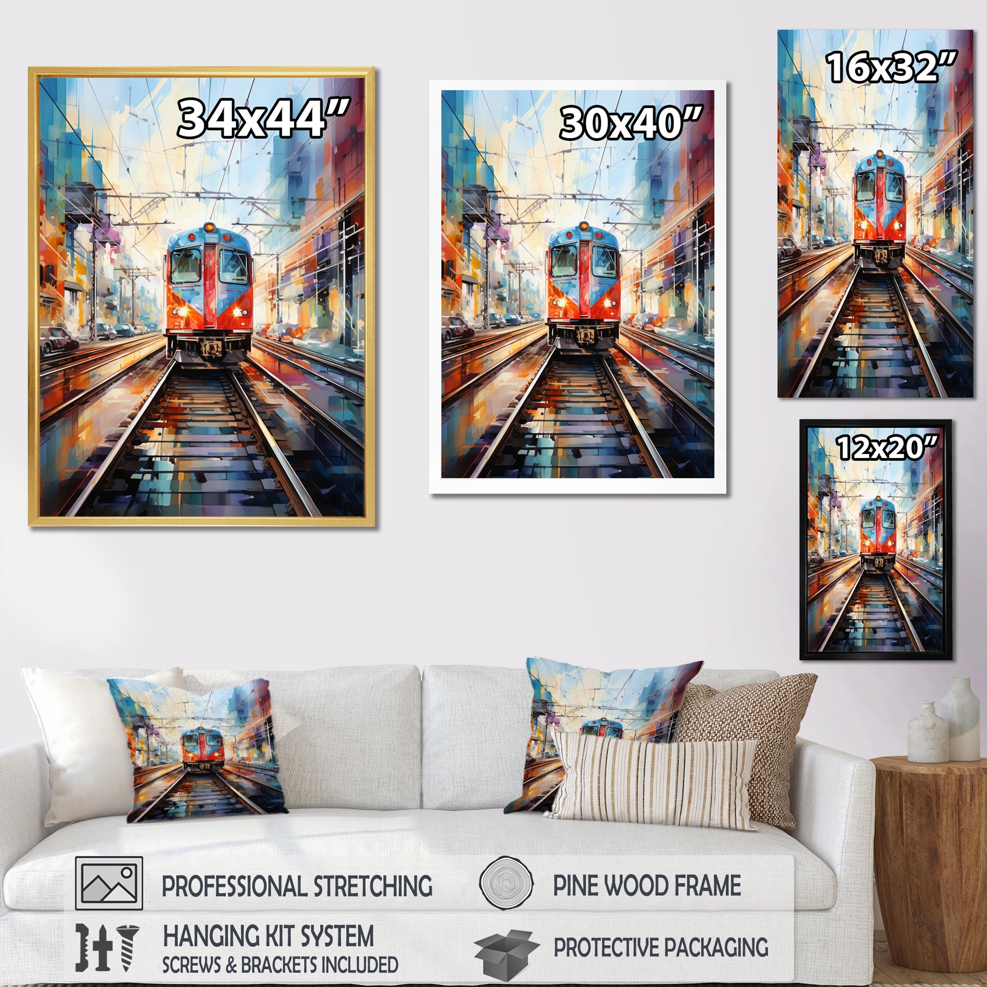 Train Colorful Tracks I - Train Canvas Wall Art