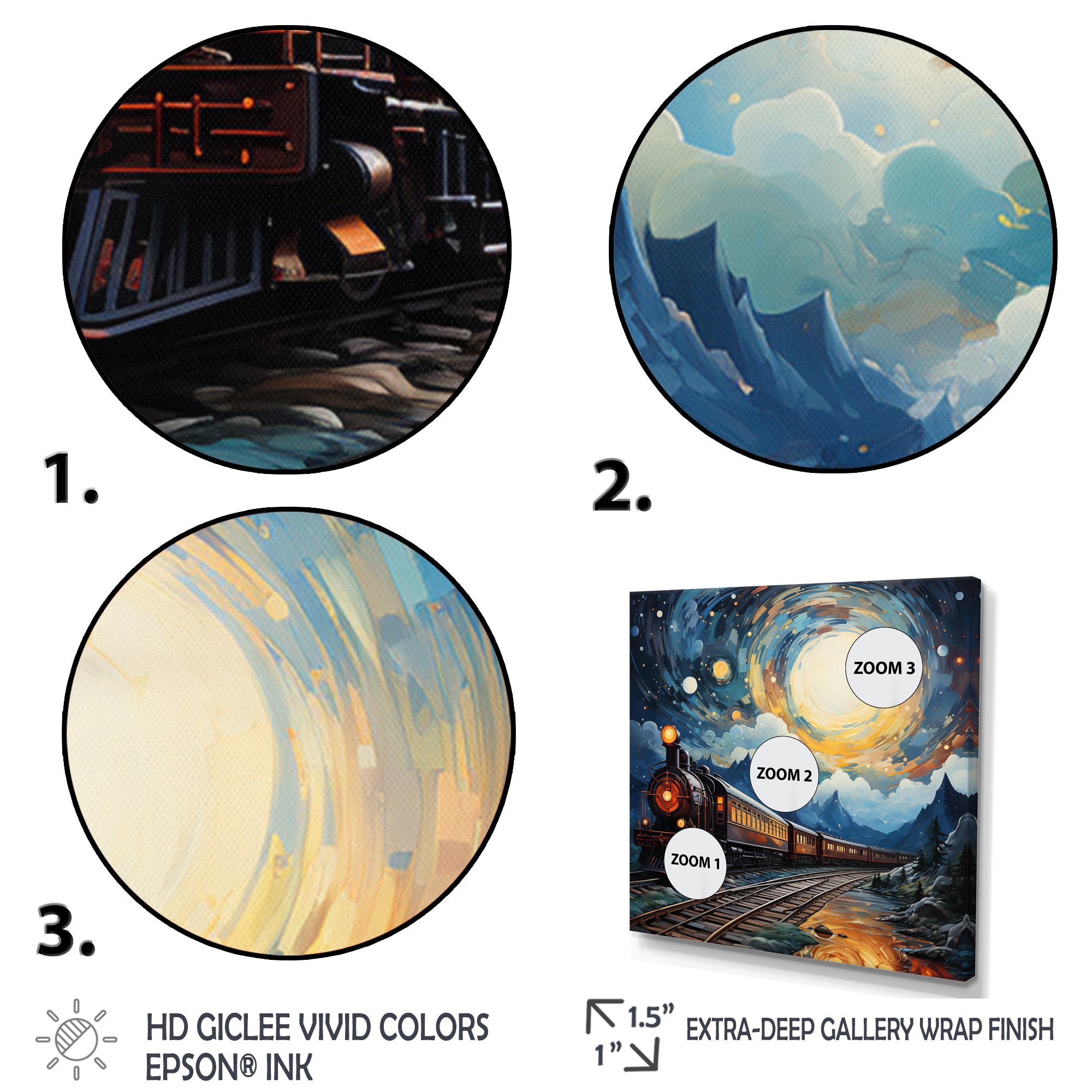 Yellow Blue Train Cosmic Rails - Train Canvas Wall Art