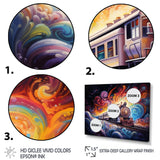 Cosmic Voyages An Abstract Train I - Train Canvas Wall Art