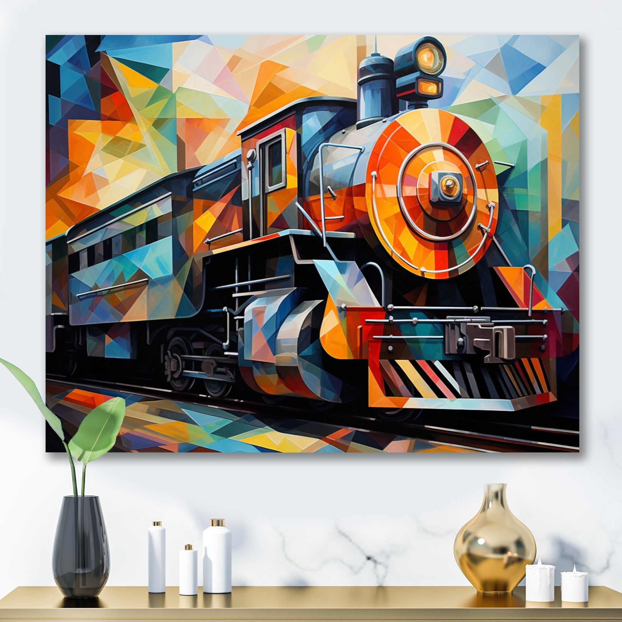 Abstract Train Cubist Expressions I - Train Canvas Wall Art