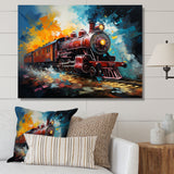 Train Dynamic Momentum Pointillism I - Train Canvas Wall Art