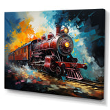 Train Dynamic Momentum Pointillism I - Train Canvas Wall Art