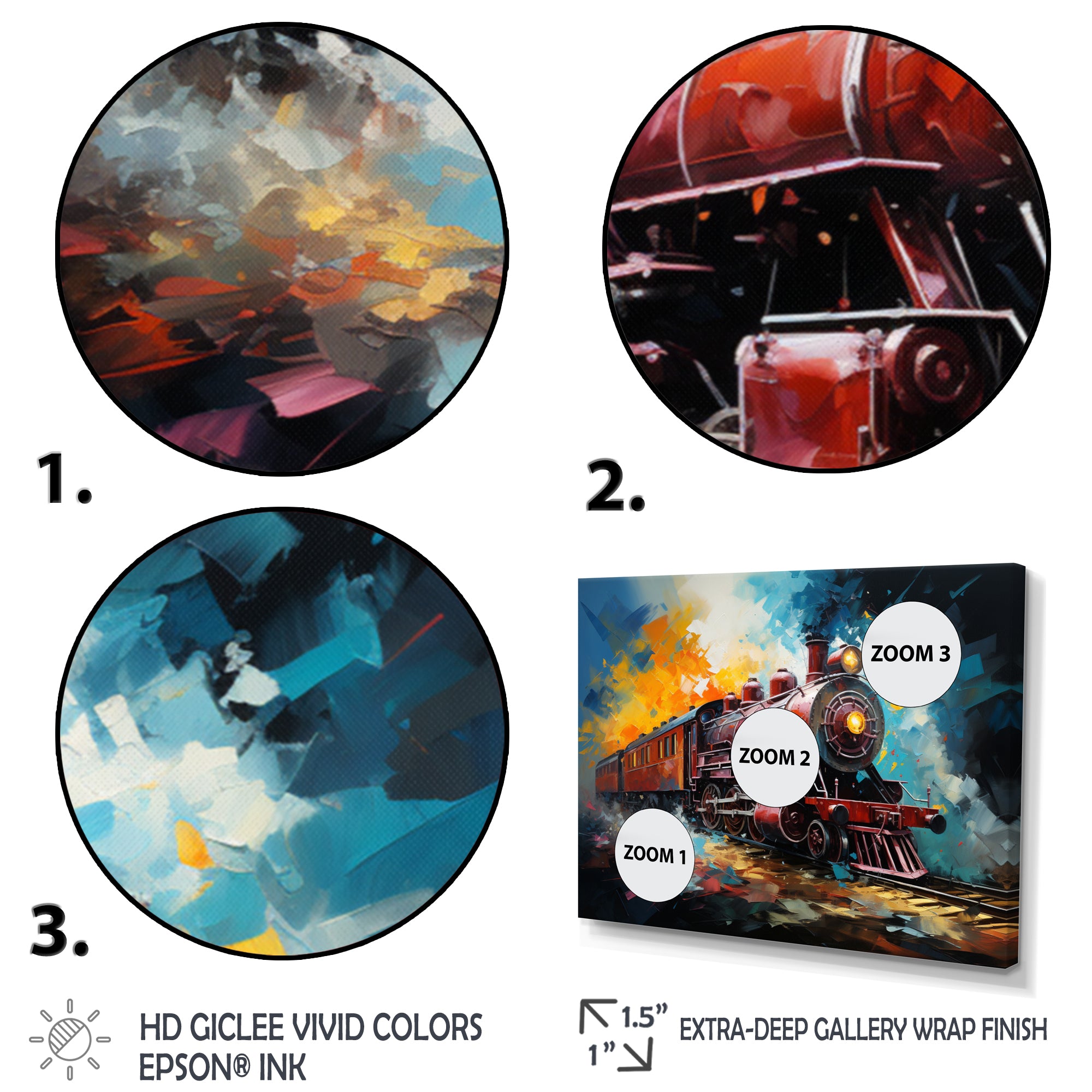 Train Dynamic Momentum Pointillism I - Train Canvas Wall Art