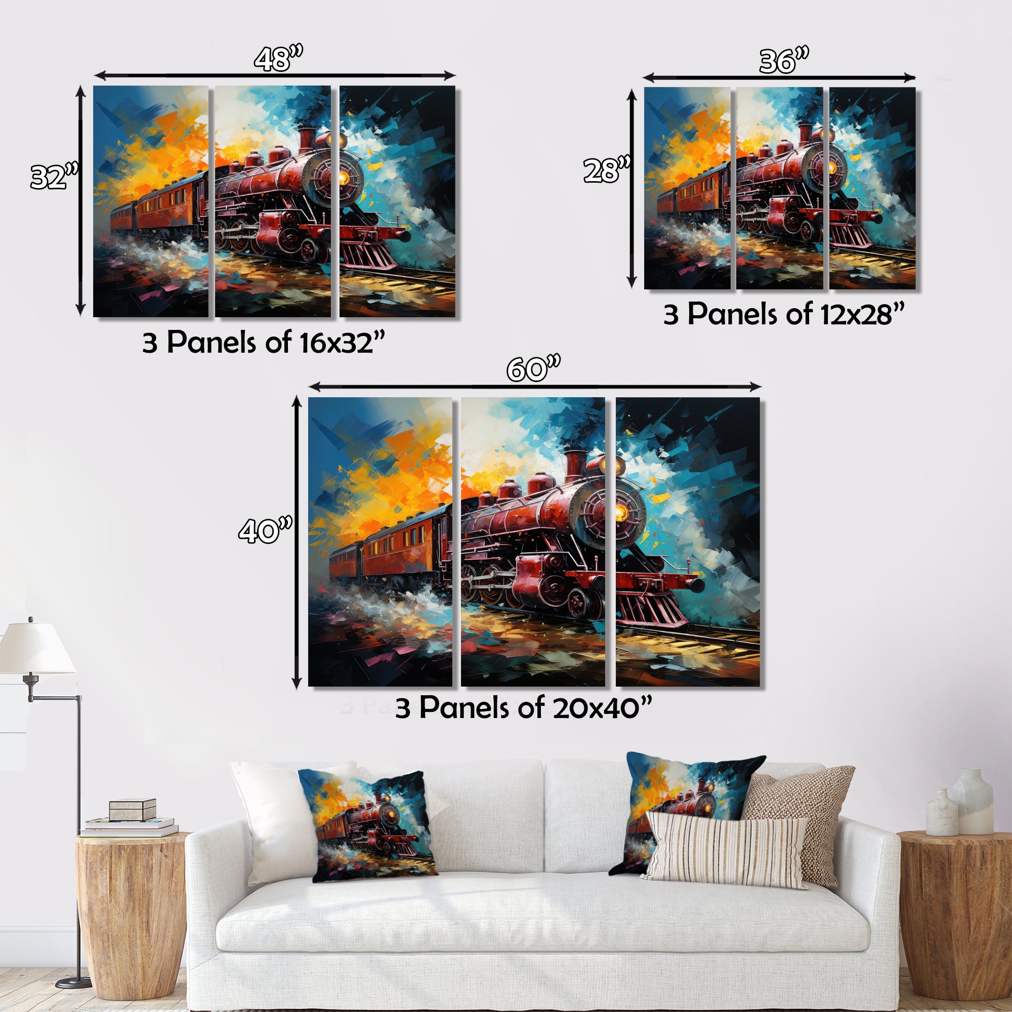 Train Dynamic Momentum Pointillism I - Train Canvas Wall Art