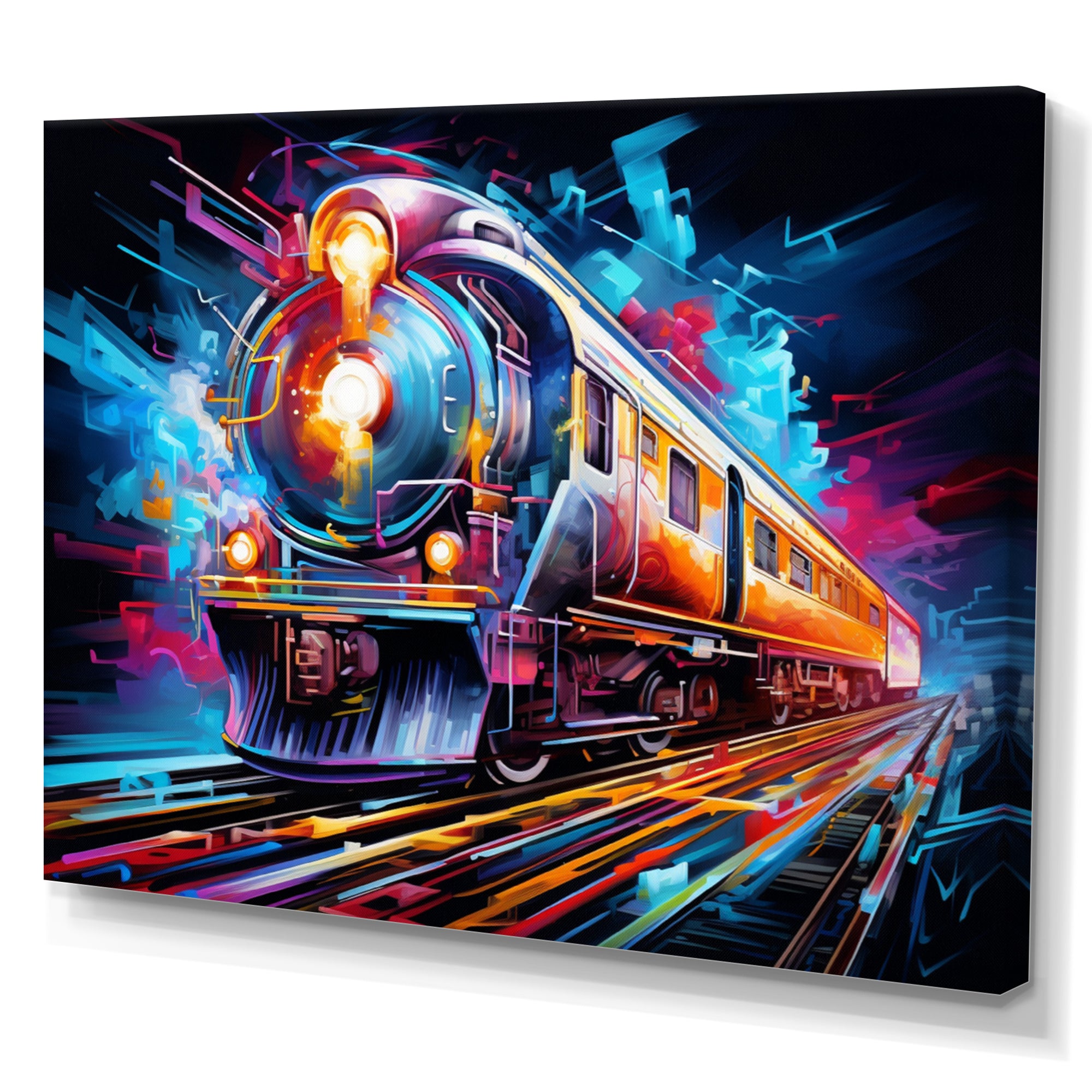Abstract Train Electric Rhythms - Train Canvas Wall Art