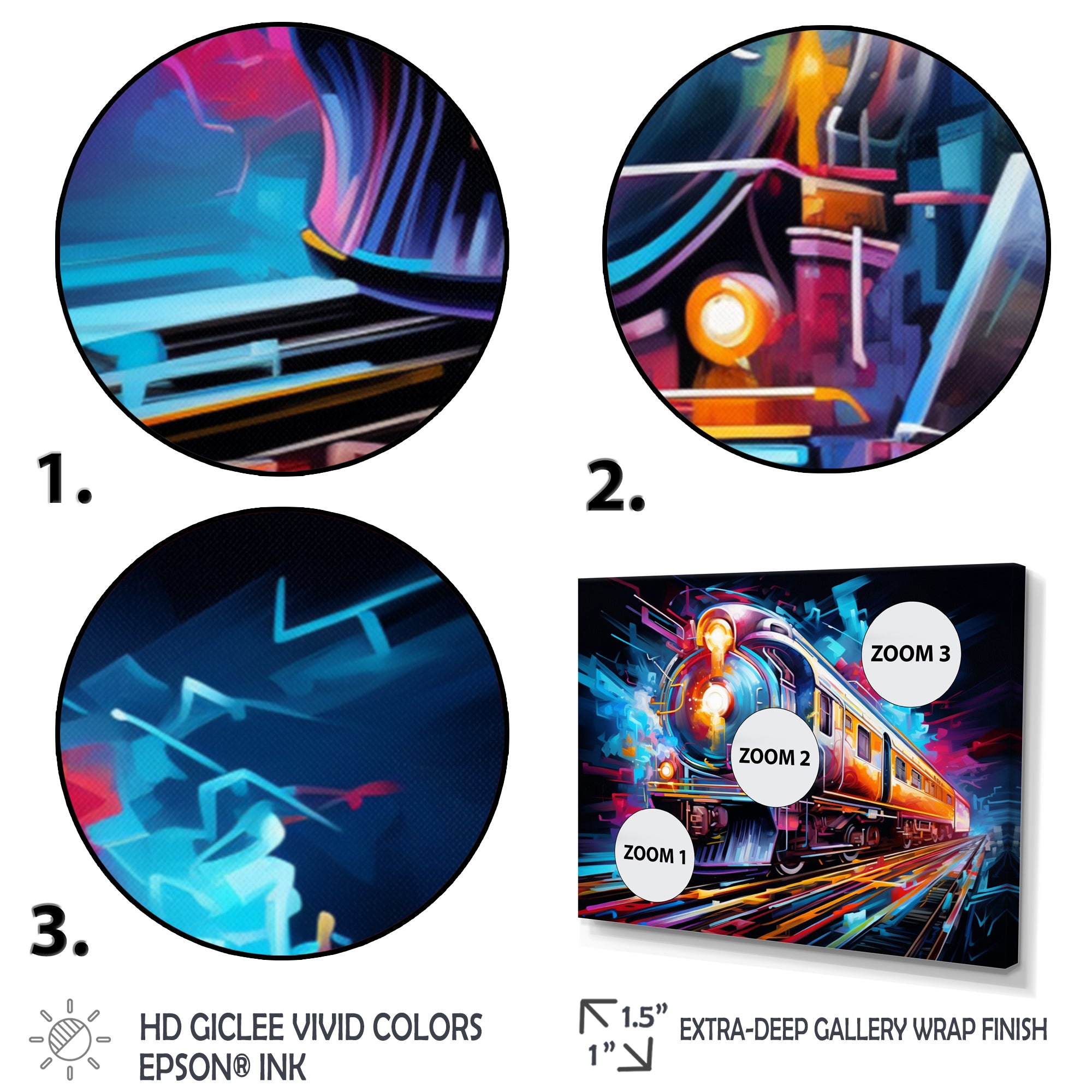 Abstract Train Electric Rhythms - Train Canvas Wall Art