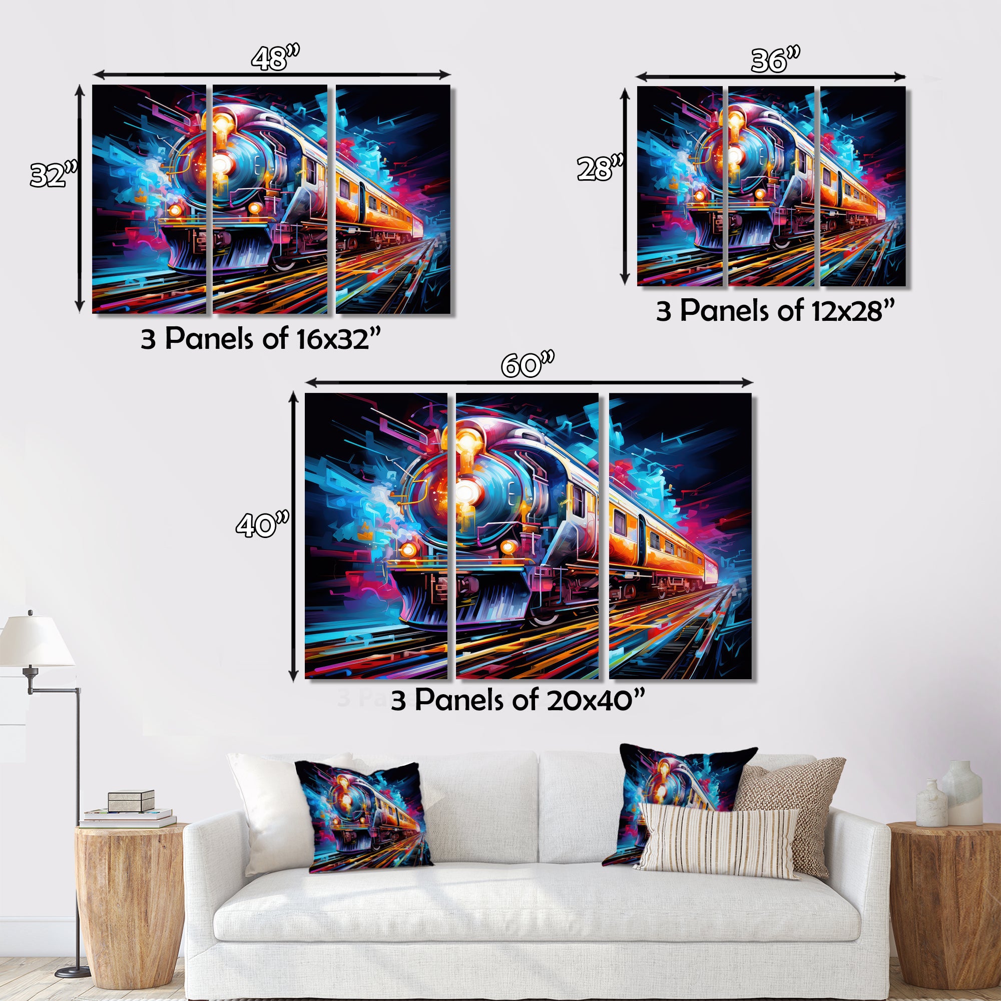 Abstract Train Electric Rhythms - Train Canvas Wall Art
