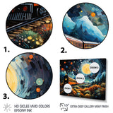 Yellow Train Enchanted Journey Pointillism - Train Canvas Wall Art