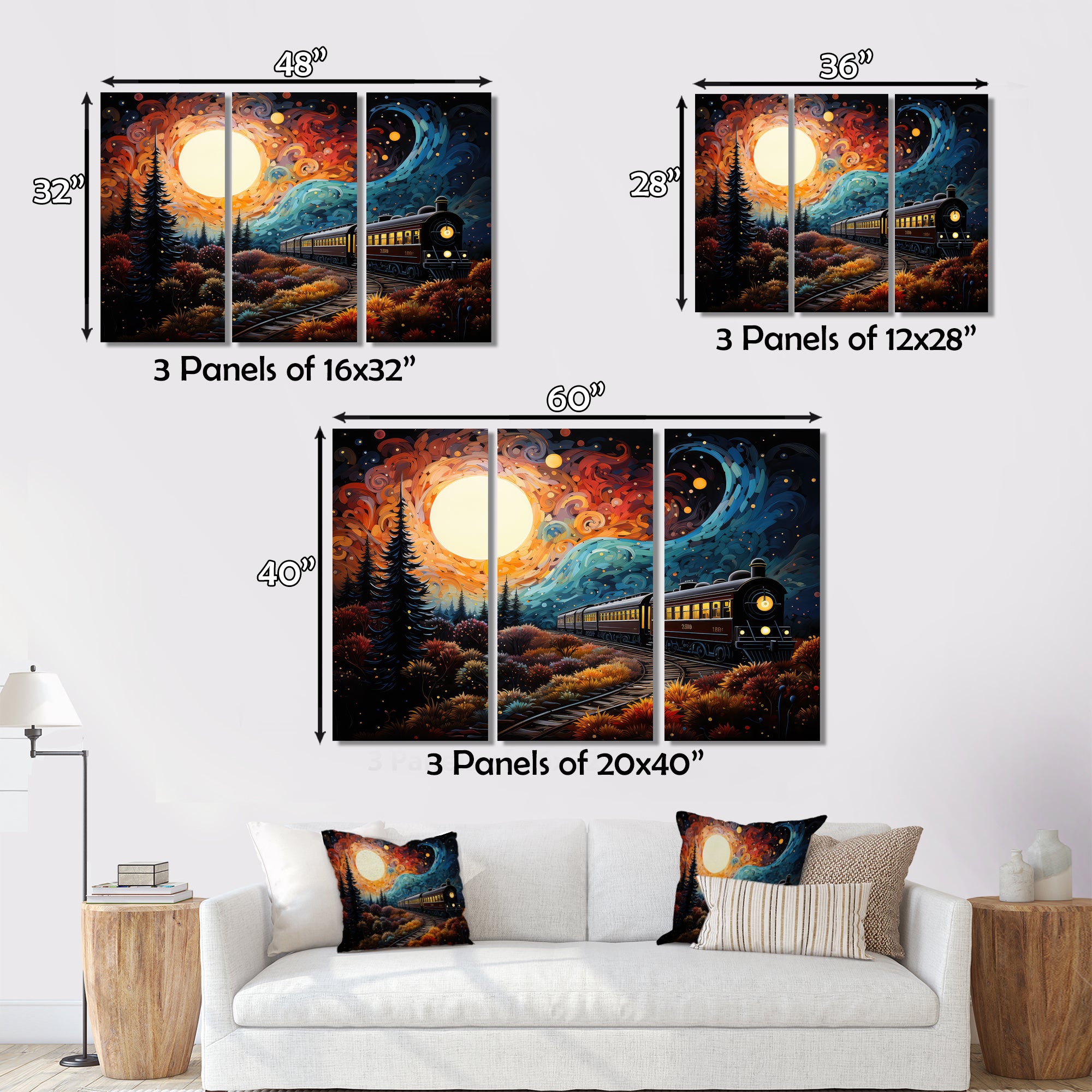 Train Enchanted Journey Pointillism - Train Canvas Wall Art