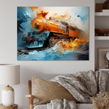 Abstract Orange Train Fluid Motion - Train Canvas Wall Art