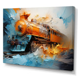 Abstract Orange Train Fluid Motion - Train Canvas Wall Art