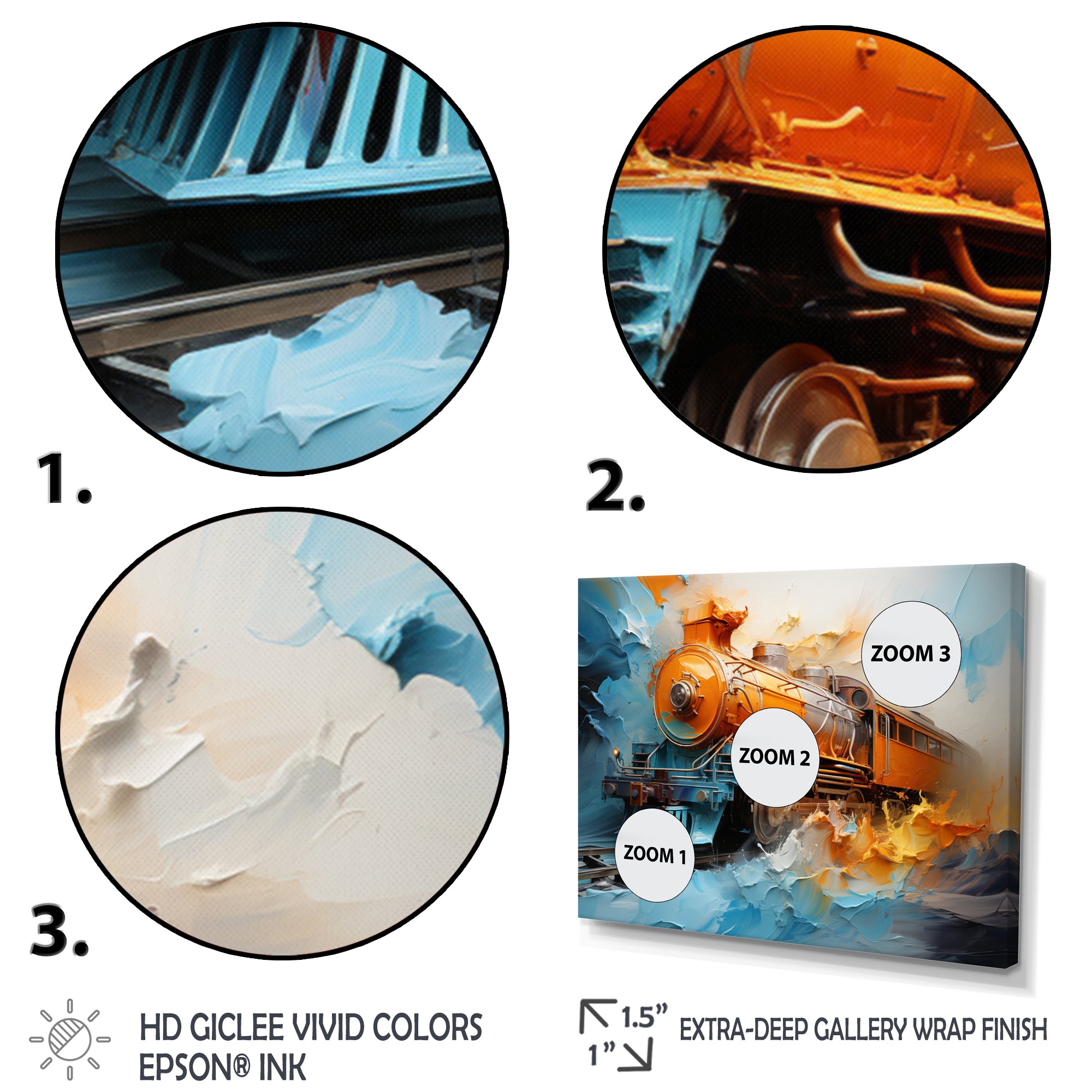 Abstract Orange Train Fluid Motion - Train Canvas Wall Art