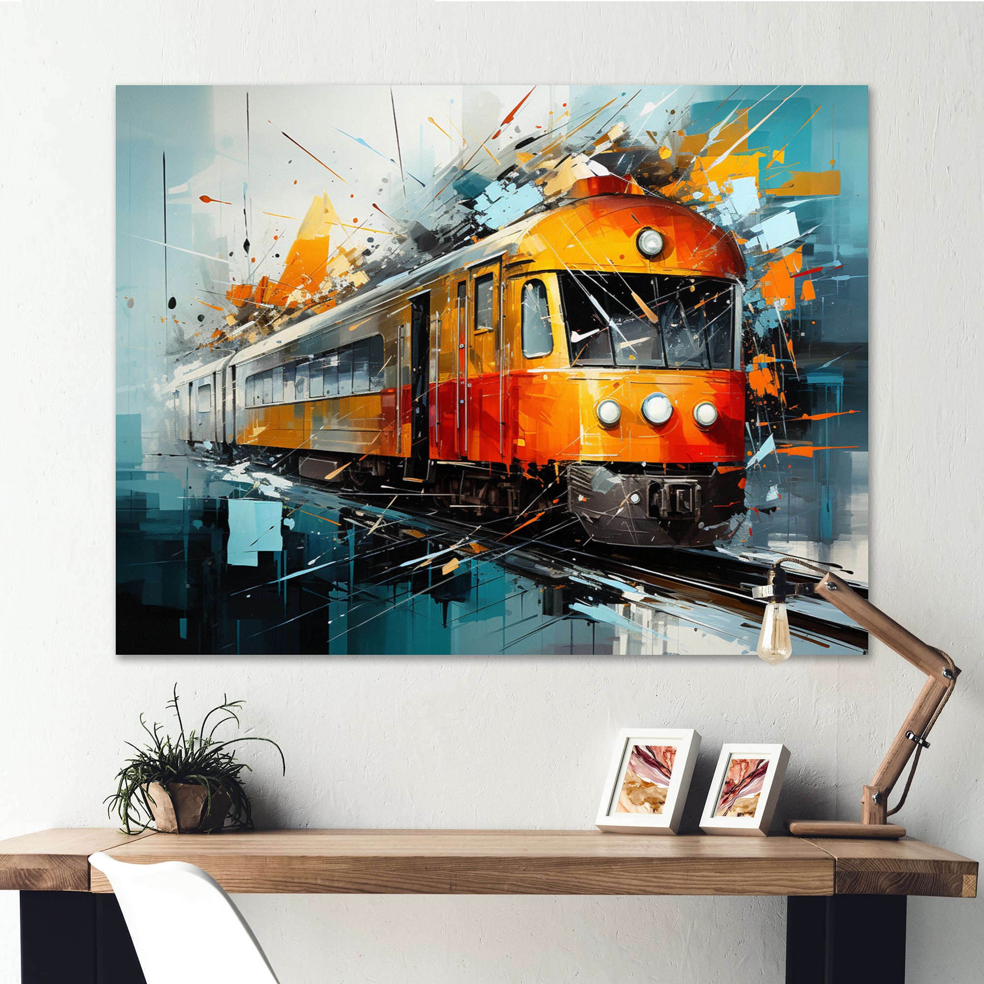 Train Fragmented Rhythm - Train Canvas Wall Art
