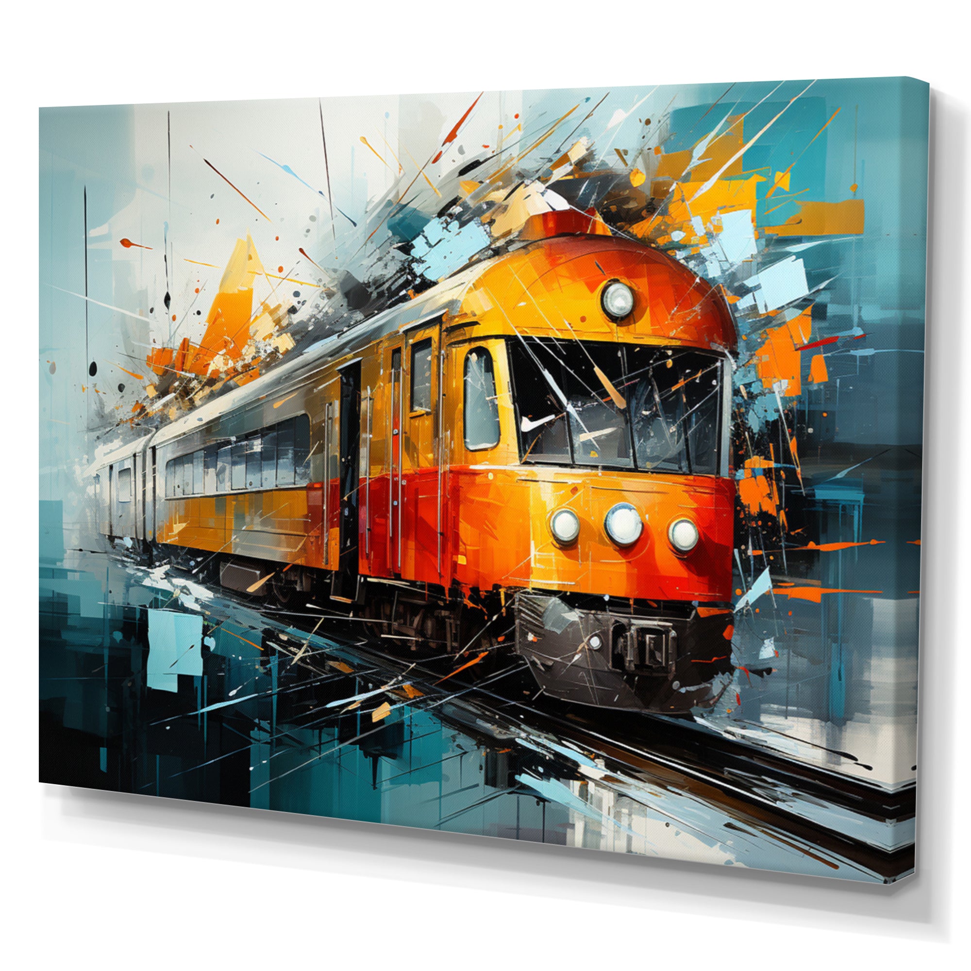 Train Fragmented Rhythm - Train Canvas Wall Art