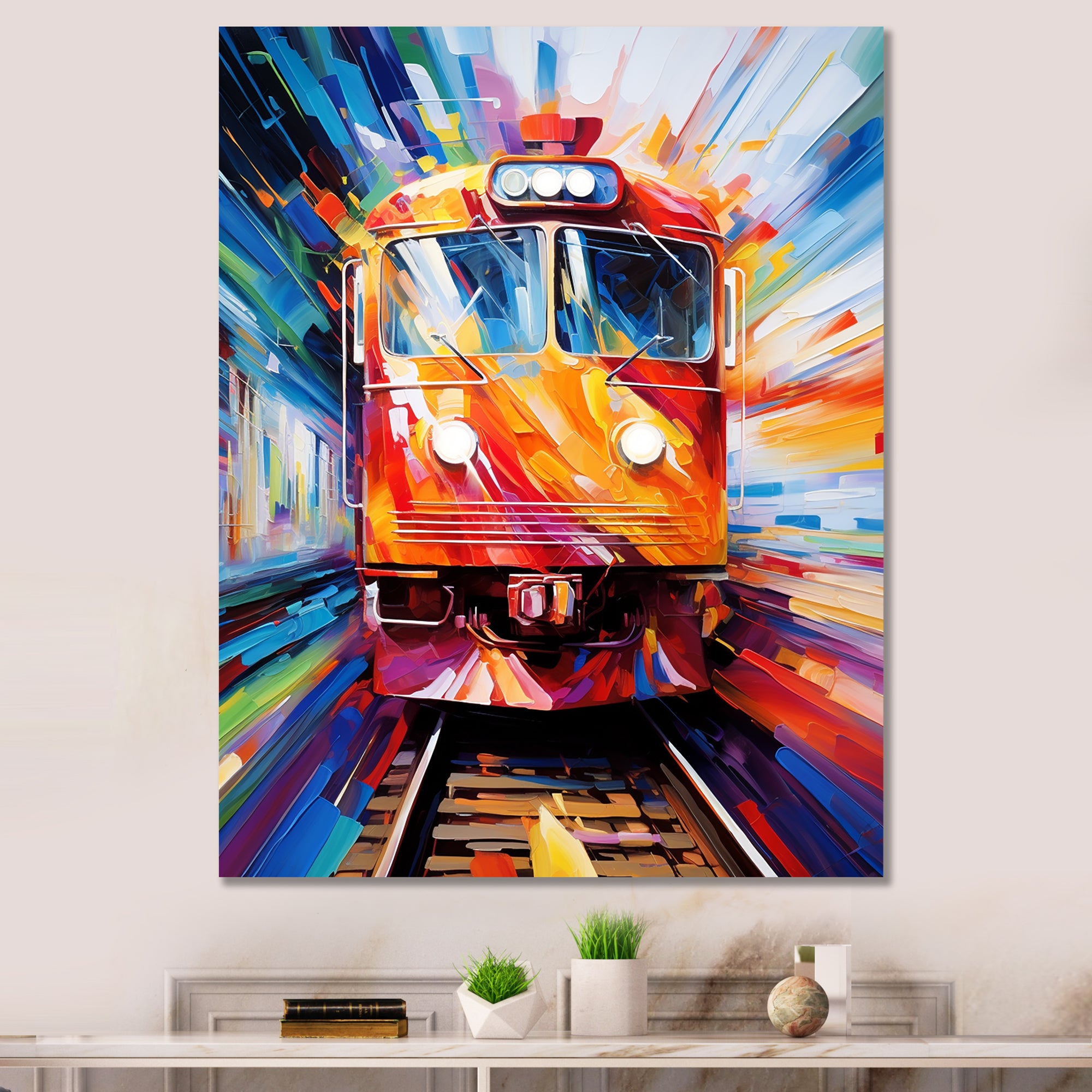 Abstract Train Fusion Of Colors - Train Canvas Wall Art