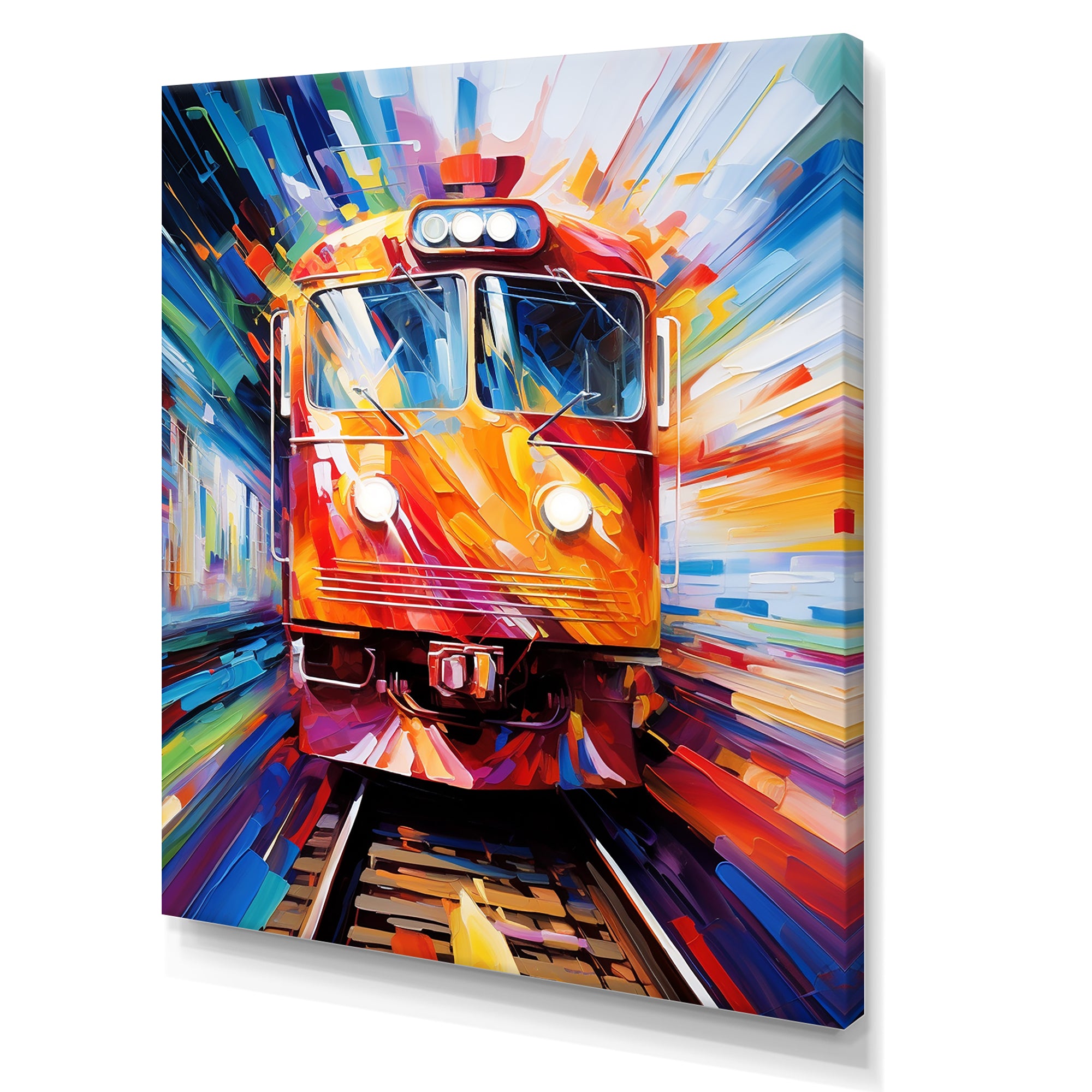 Abstract Train Fusion Of Colors - Train Canvas Wall Art