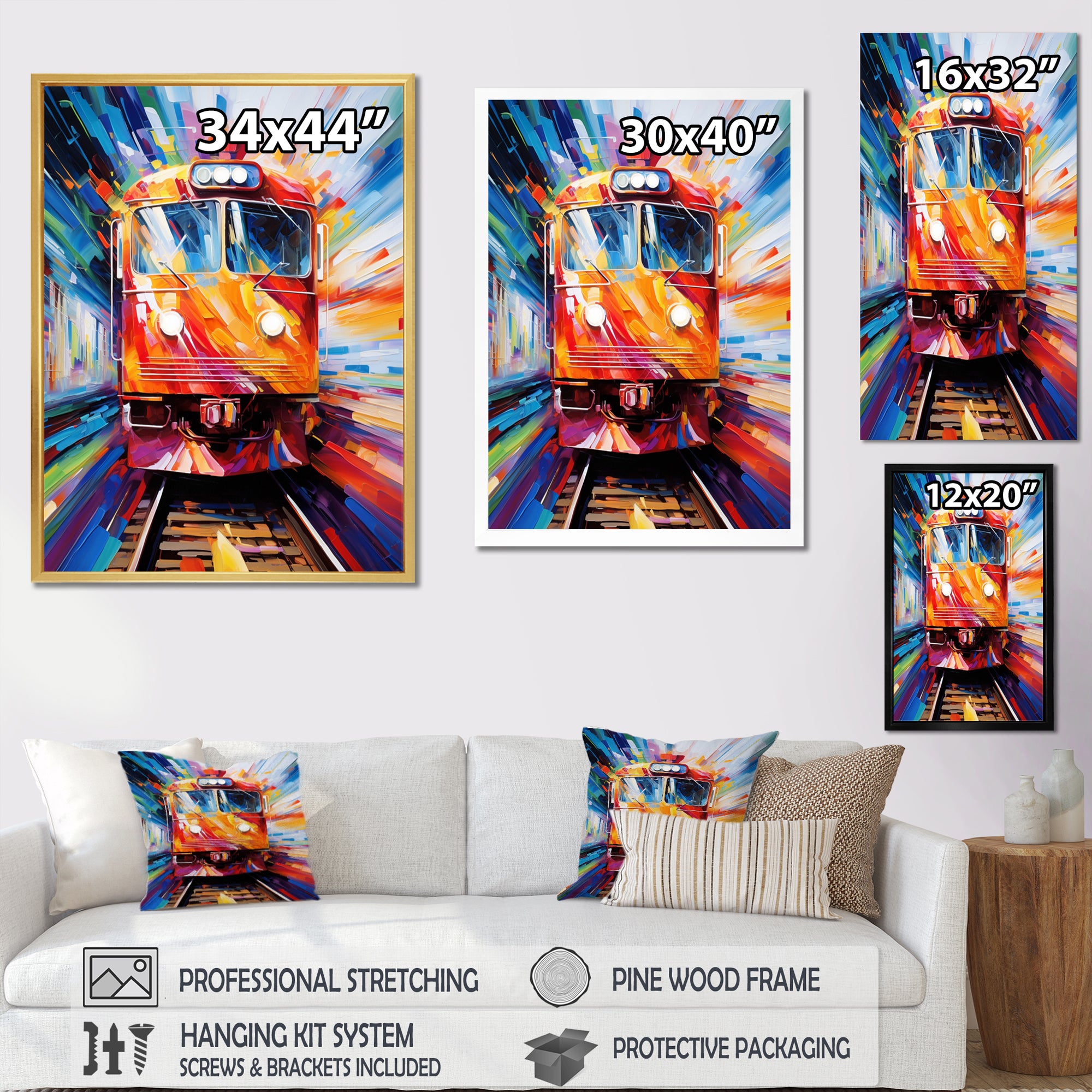 Abstract Train Fusion Of Colors - Train Canvas Wall Art