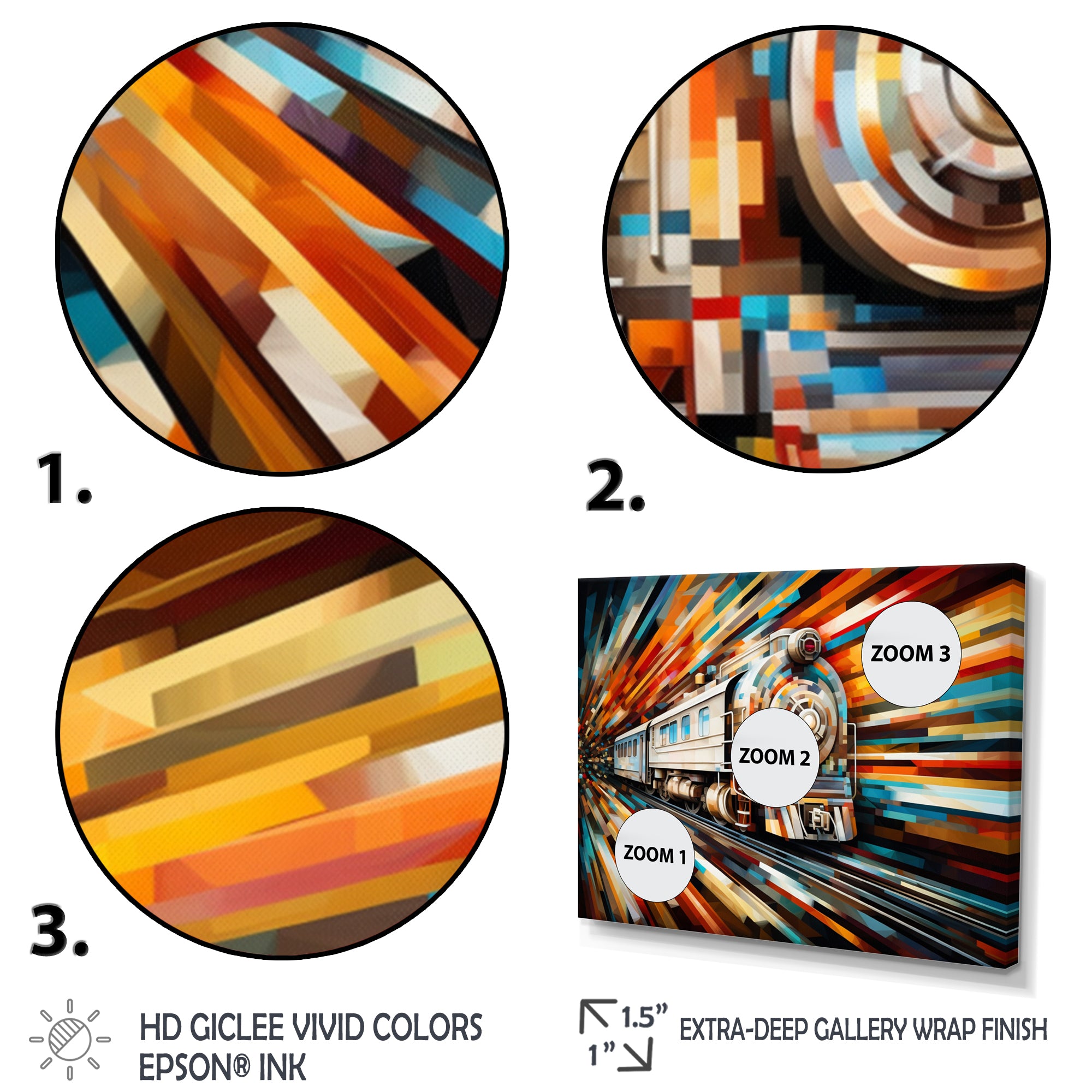 Abstract Train Geometric Express I - Train Canvas Wall Art