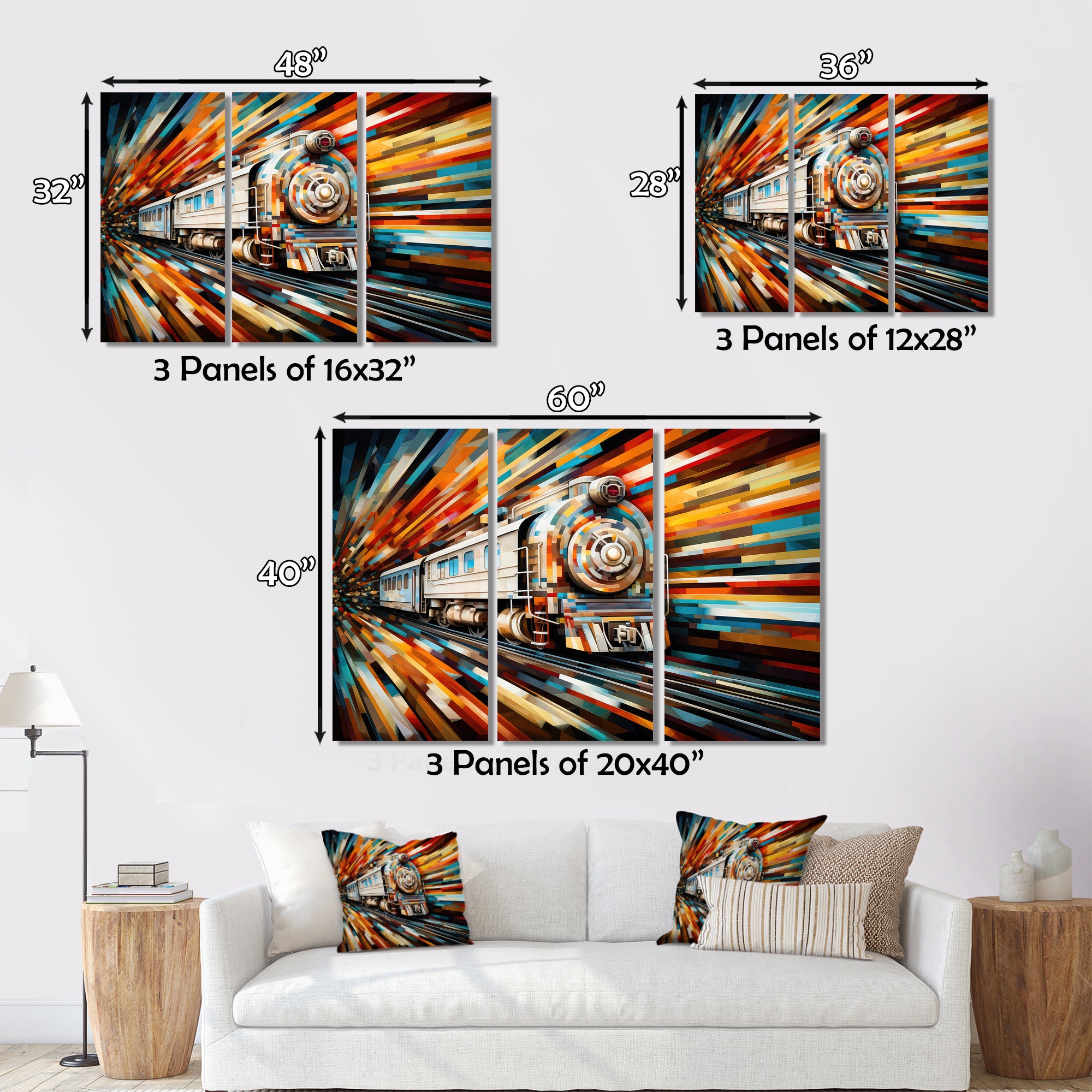 Abstract Train Geometric Express I - Train Canvas Wall Art