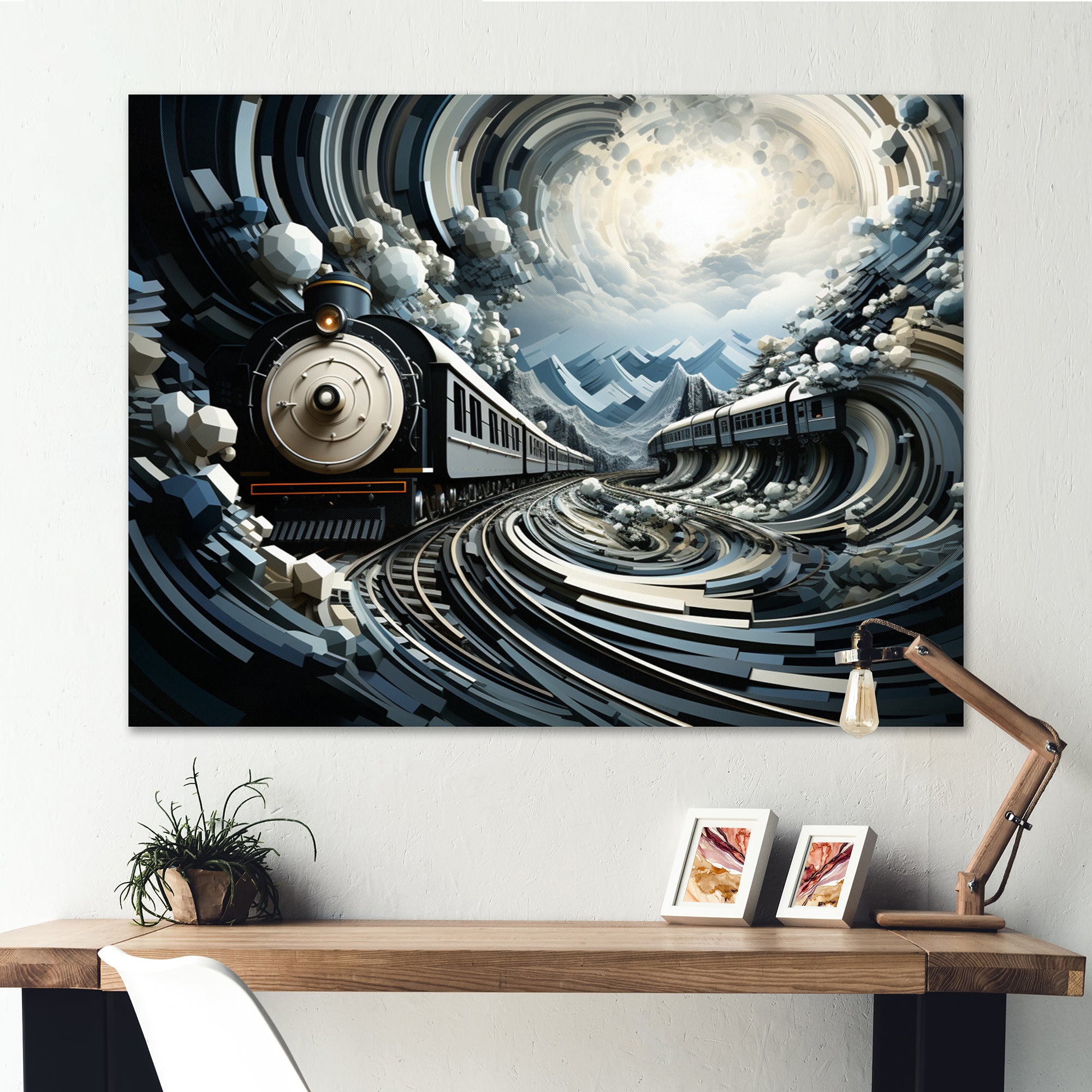 Train Geometric Momentum I - Train Canvas Wall Art