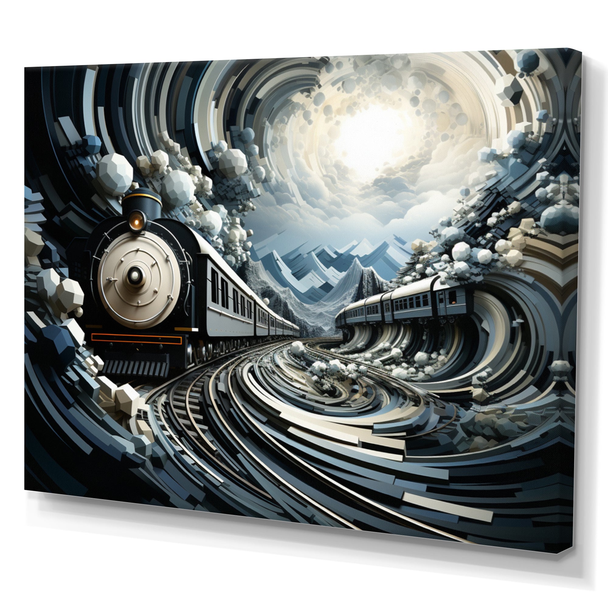 Train Geometric Momentum I - Train Canvas Wall Art