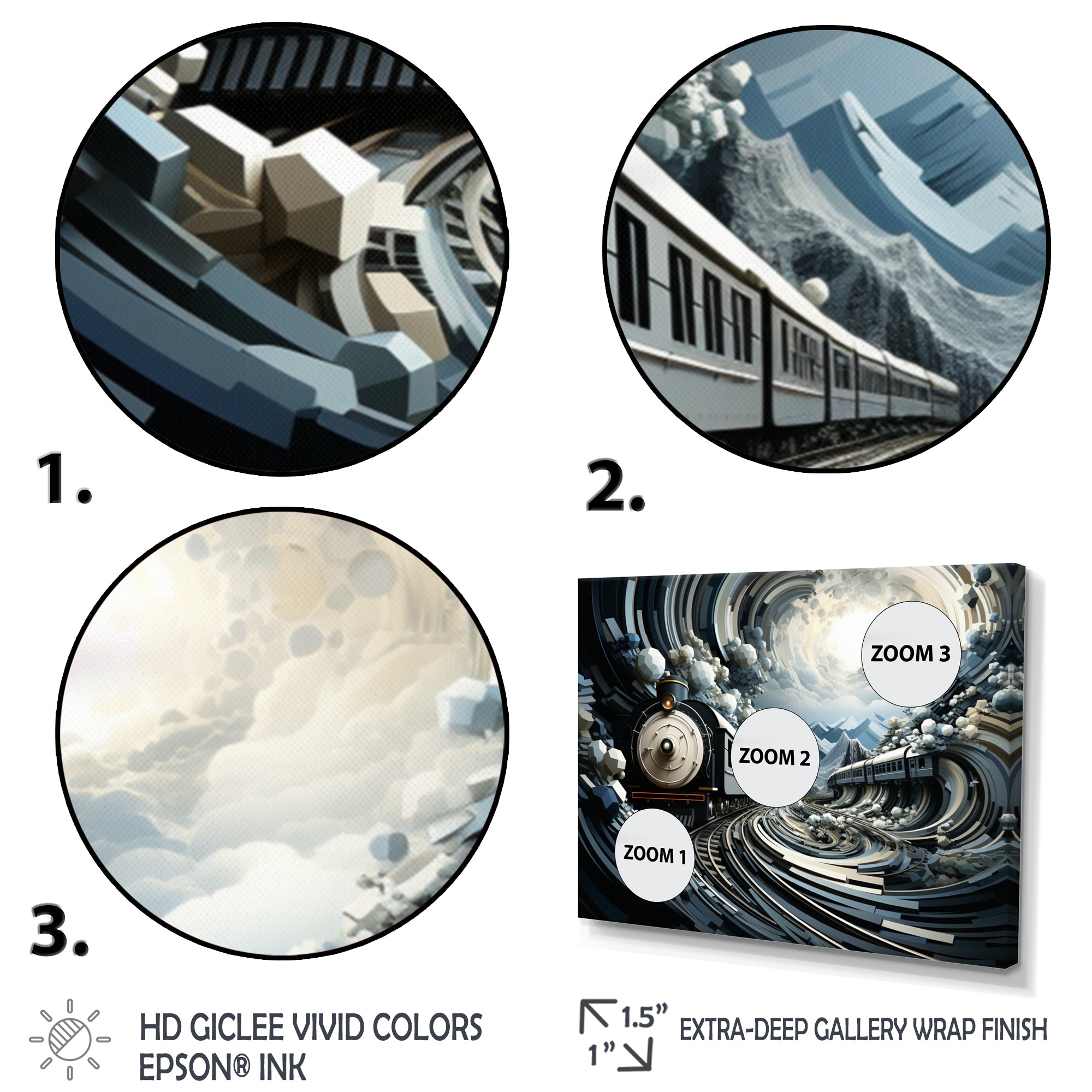 Train Geometric Momentum I - Train Canvas Wall Art