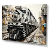 Grey Train Geometric Momentum - Train Canvas Wall Art