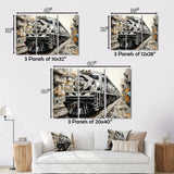 Grey Train Geometric Momentum - Train Canvas Wall Art