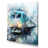 Teal Train Geometric Momentum I - Train Canvas Wall Art