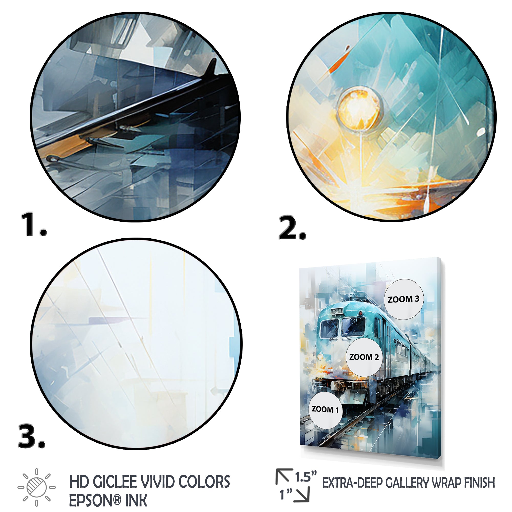 Teal Train Geometric Momentum I - Train Canvas Wall Art