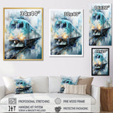 Teal Train Geometric Momentum I - Train Canvas Wall Art