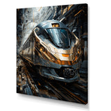 Golden Train Geometric Momentum I - Train Canvas Wall Art