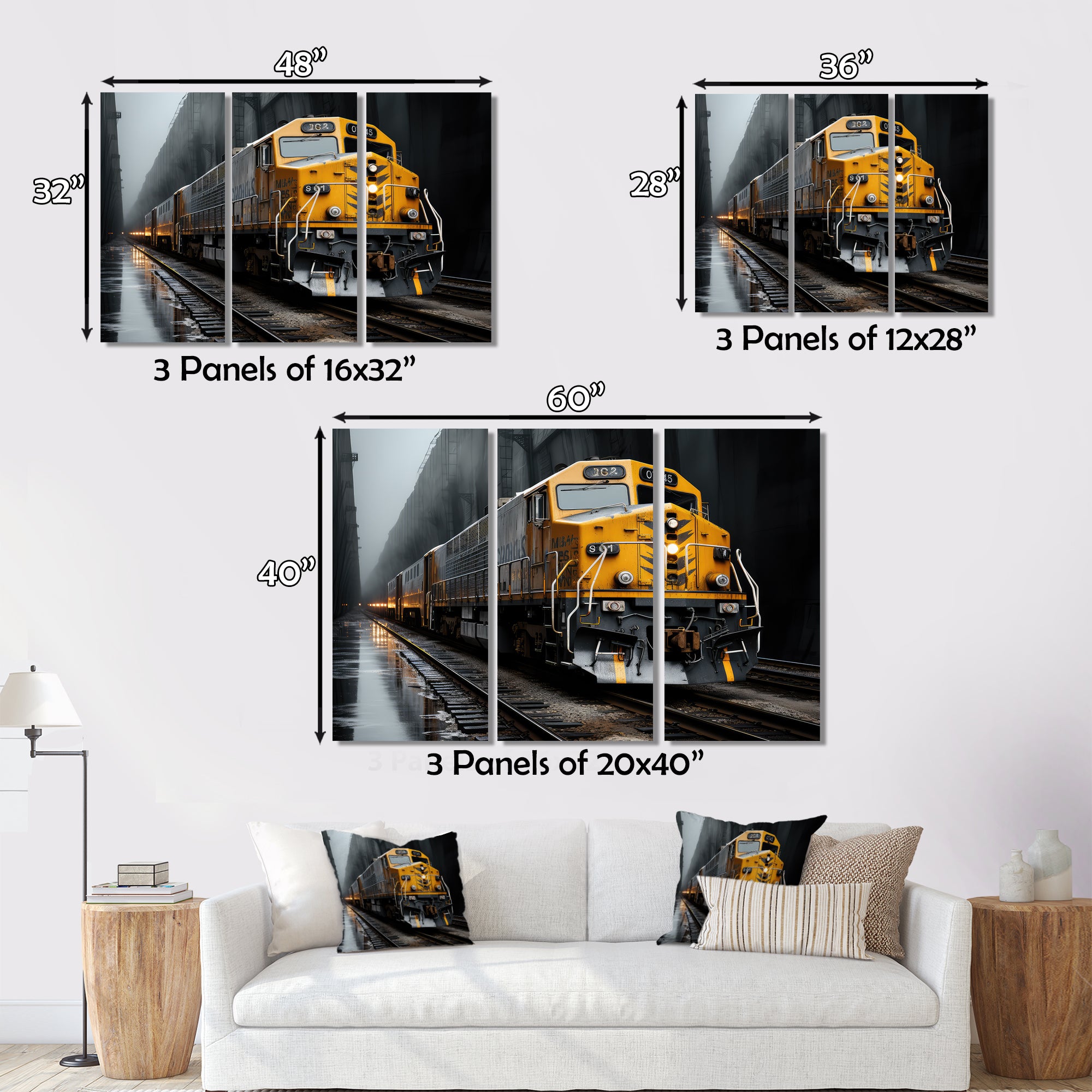 Yellow Grey Train Geometric Momentum Yellow I - Train Canvas Wall Art