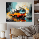 Orange Train Harmonious Contrasts - Train Canvas Wall Art