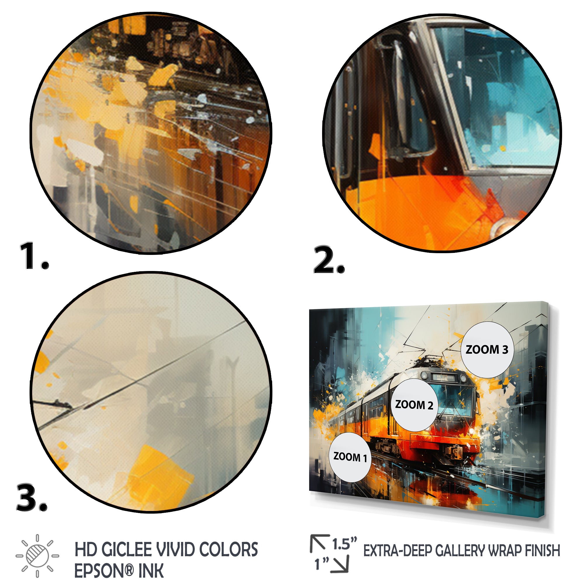 Orange Train Harmonious Contrasts - Train Canvas Wall Art