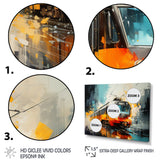 Orange Train Harmonious Contrasts - Train Canvas Wall Art