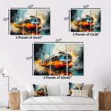 Orange Train Harmonious Contrasts - Train Canvas Wall Art