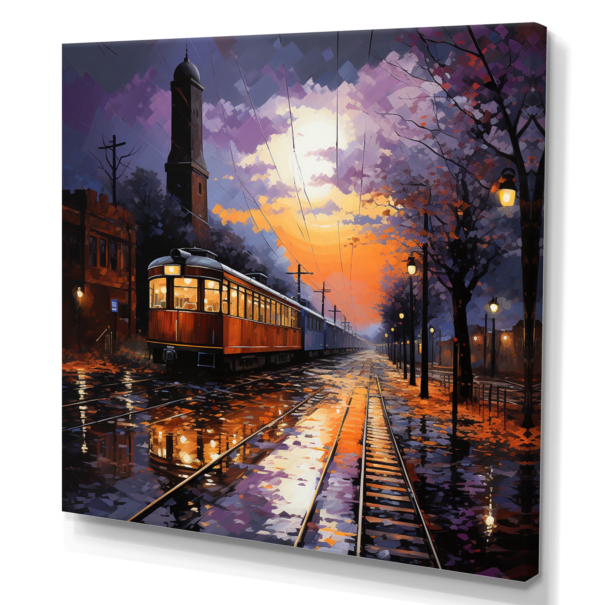 Train Industrial Elegance Pointillism I - Train Canvas Wall Art