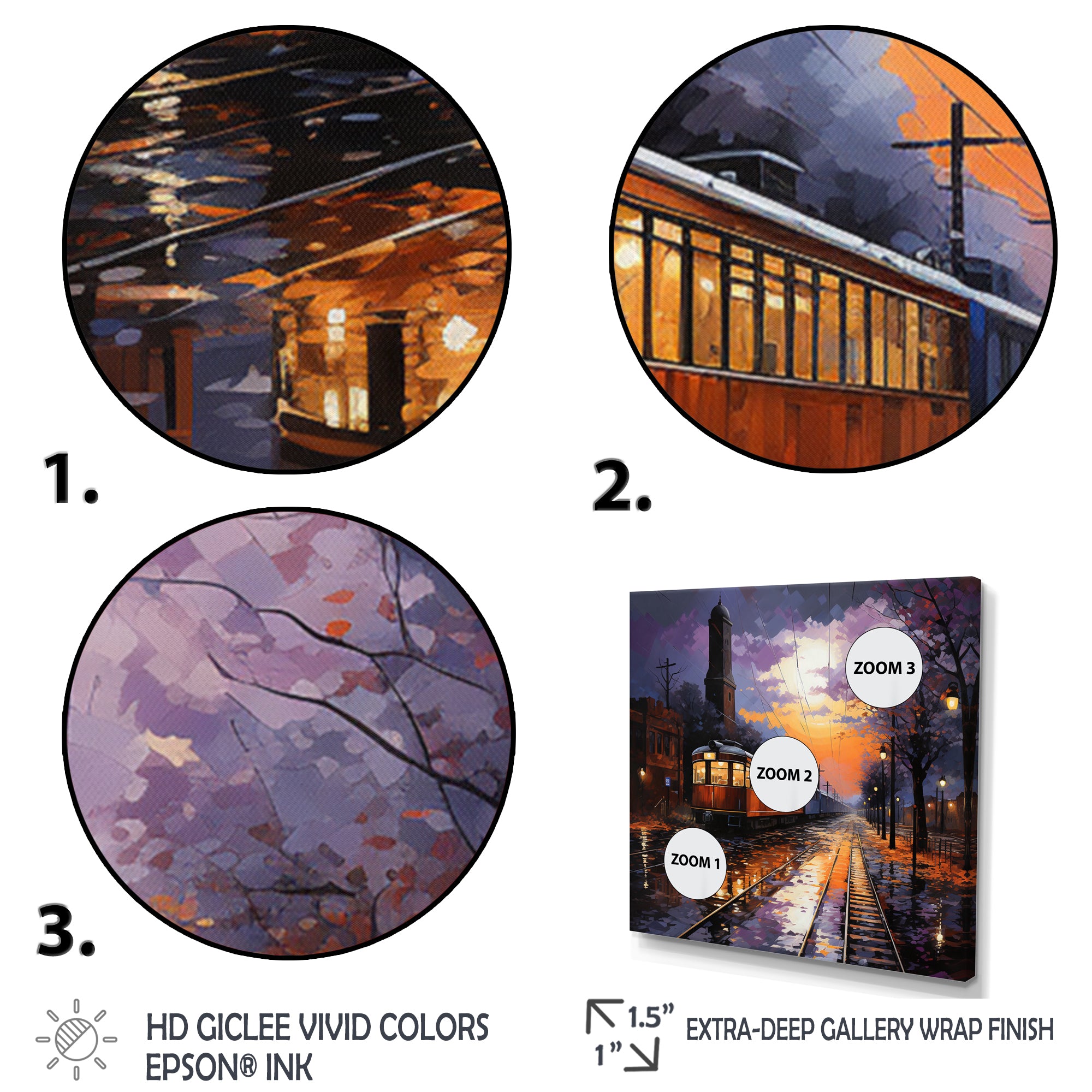 Train Industrial Elegance Pointillism I - Train Canvas Wall Art